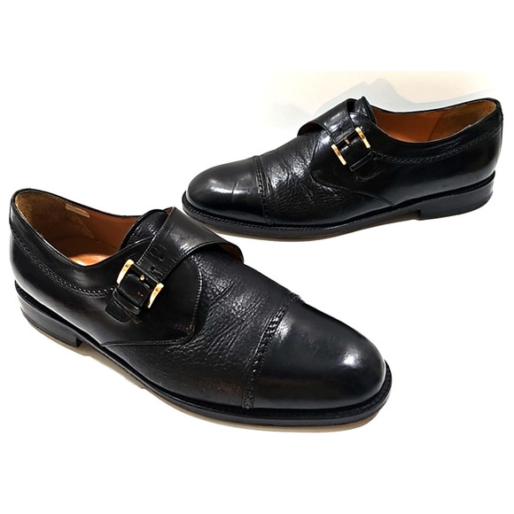 Mezlan ~Men's Size 10M~ Black Oxford Istanbul Leather Classic Monk Strap Shoes. - Picture 1 of 16